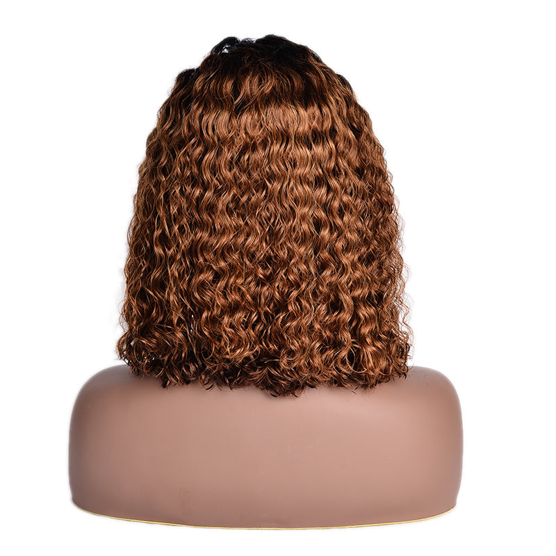 Full Headgear Style Natural Fluffy Bobo Head Short Curly Hair Cover