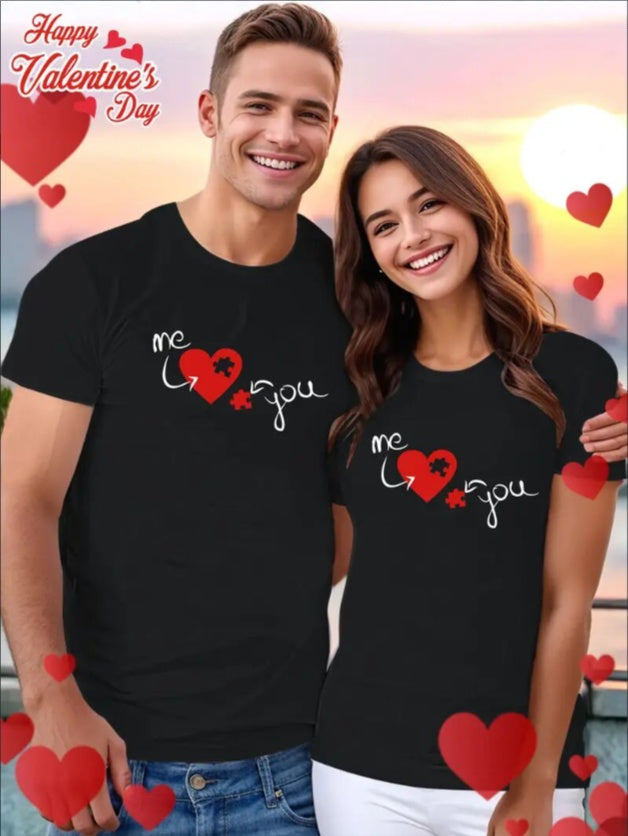 Love Valentine'S Day T-Shirt,   Couple T-Shirt, Couple Christmas, Fashion Casual T-Shirt, Short-Sleeved T-Shirt