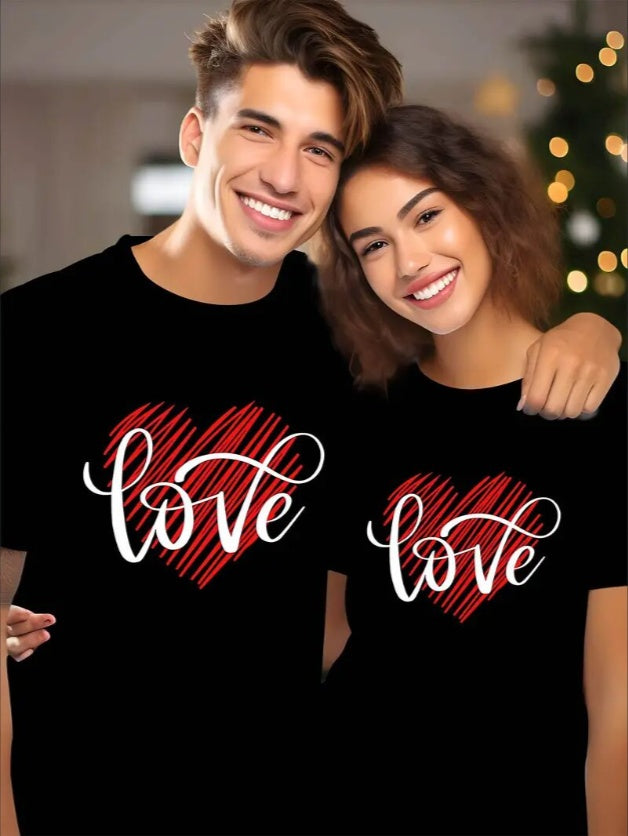 Love Valentine'S Day T-Shirt,   Couple T-Shirt, Couple Christmas, Fashion Casual T-Shirt, Short-Sleeved T-Shirt